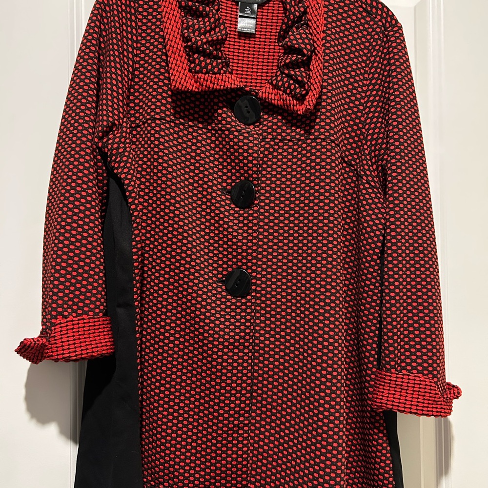 Ali Miles Red and Black Textured Jacket